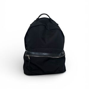 Sandro black woven backpack with leather trim